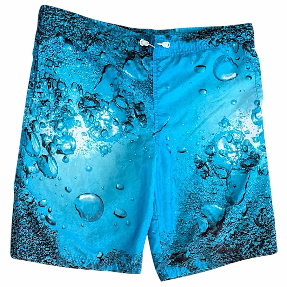 Vintage 90s Men’s Swim Trunks Cherokee Aqua Bubble Print Men's Swim Shorts Large